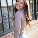 Brunch Girl Zip-Up, Dusted Cocoa