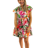 Hope Tiered Dress, Red/Orange/Pink