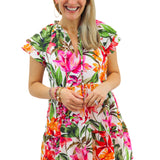 Hope Tiered Dress, Red/Orange/Pink
