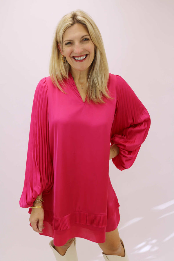 Liza Dress, Neon Pink