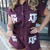 Texas A&M Mascot Pocket Romper, Maroon