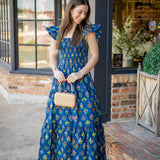Celestial Bloom Midi Dress, Navy