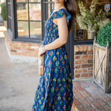 Celestial Bloom Midi Dress, Navy