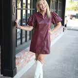 Line Of Style Mini Dress, Maroon