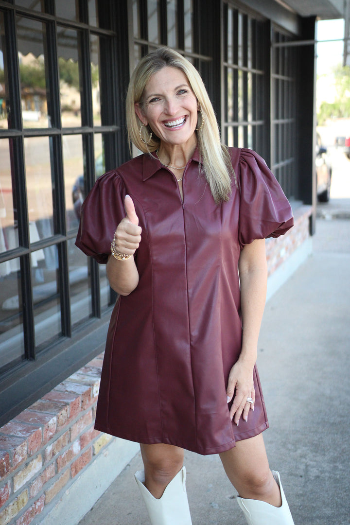 Line Of Style Mini Dress, Maroon