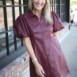 Line Of Style Mini Dress, Maroon