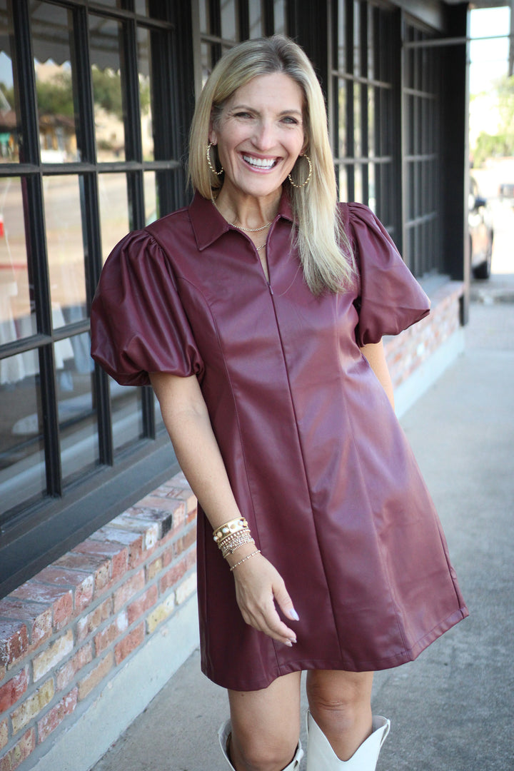Line Of Style Mini Dress, Maroon