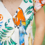 Melody Puff Sleeve Romper, Enchanted Tropics