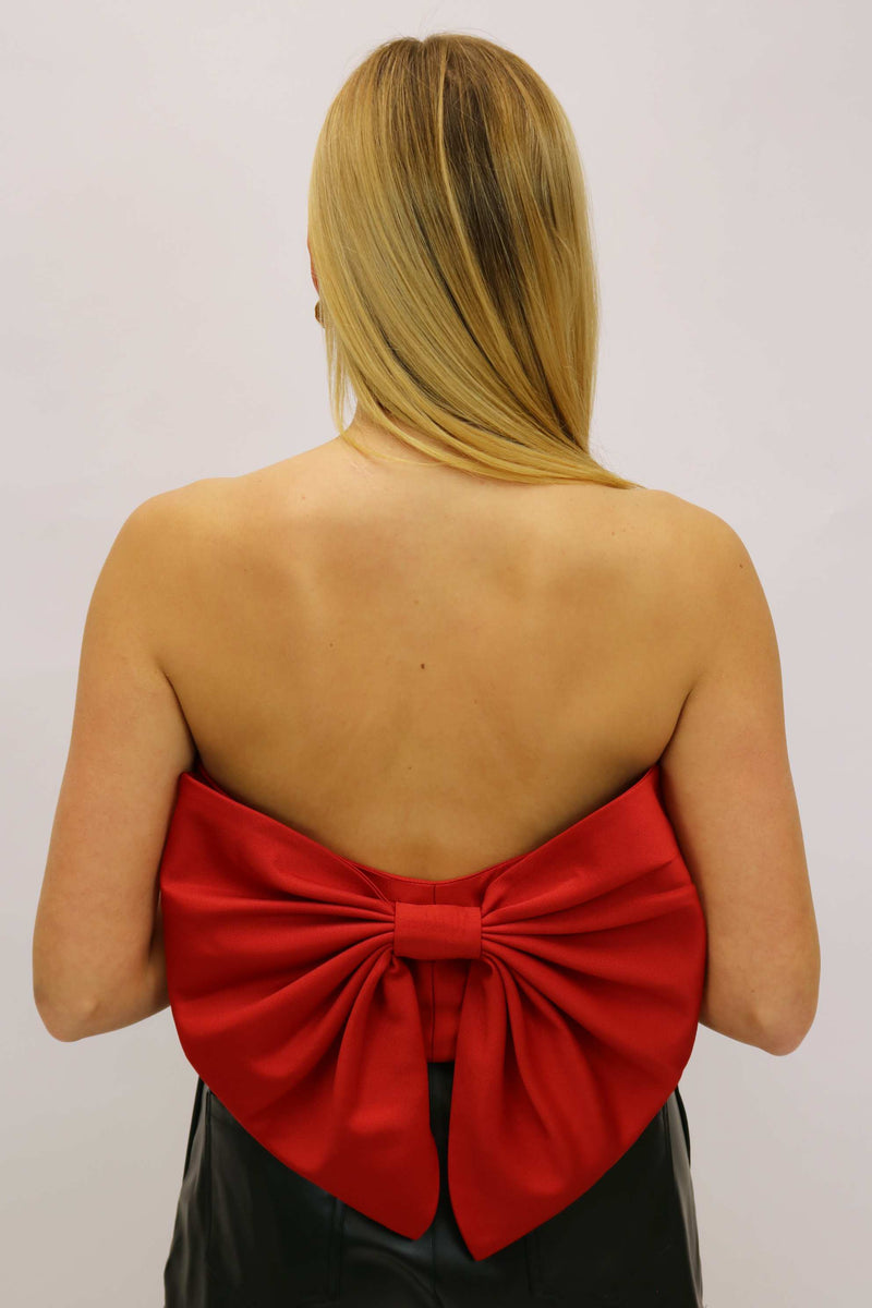 Vision in Red Strapless Bow Top
