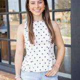 Milk & Cookies Polka Dot Top, Navy/Cream