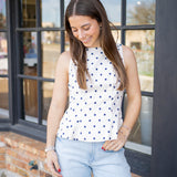 Milk & Cookies Polka Dot Top, Navy/Cream