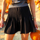 Pintuck Mini Skirt, Black
