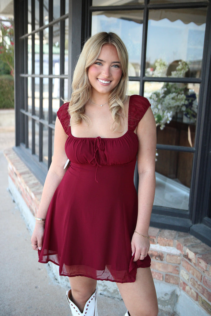Kickoff Cutie Mini Dress, Maroon
