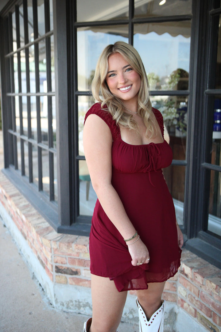 Kickoff Cutie Mini Dress, Maroon