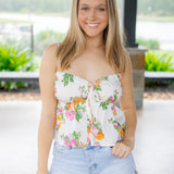 Rosewater Mist Top, White/Pink