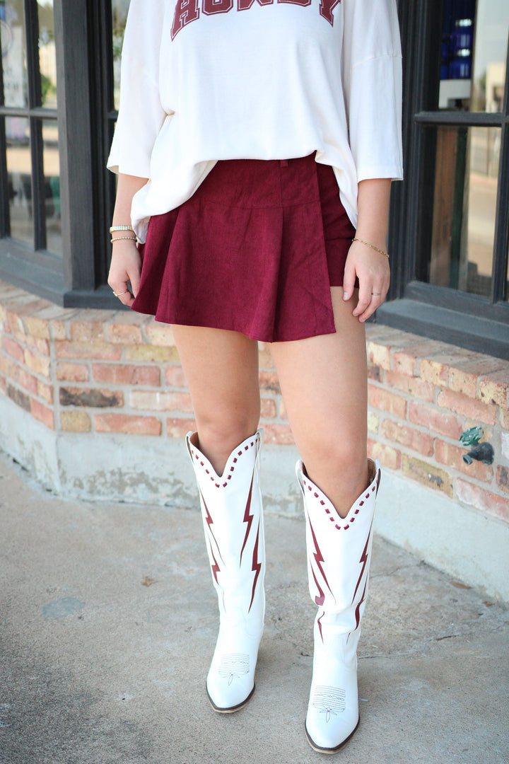 Pep Rally Pleats Skirt, Maroon