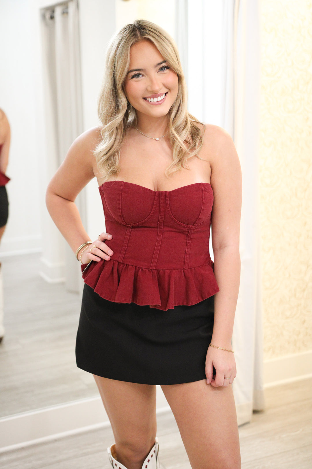Clock Stopped Corset Top, Maroon