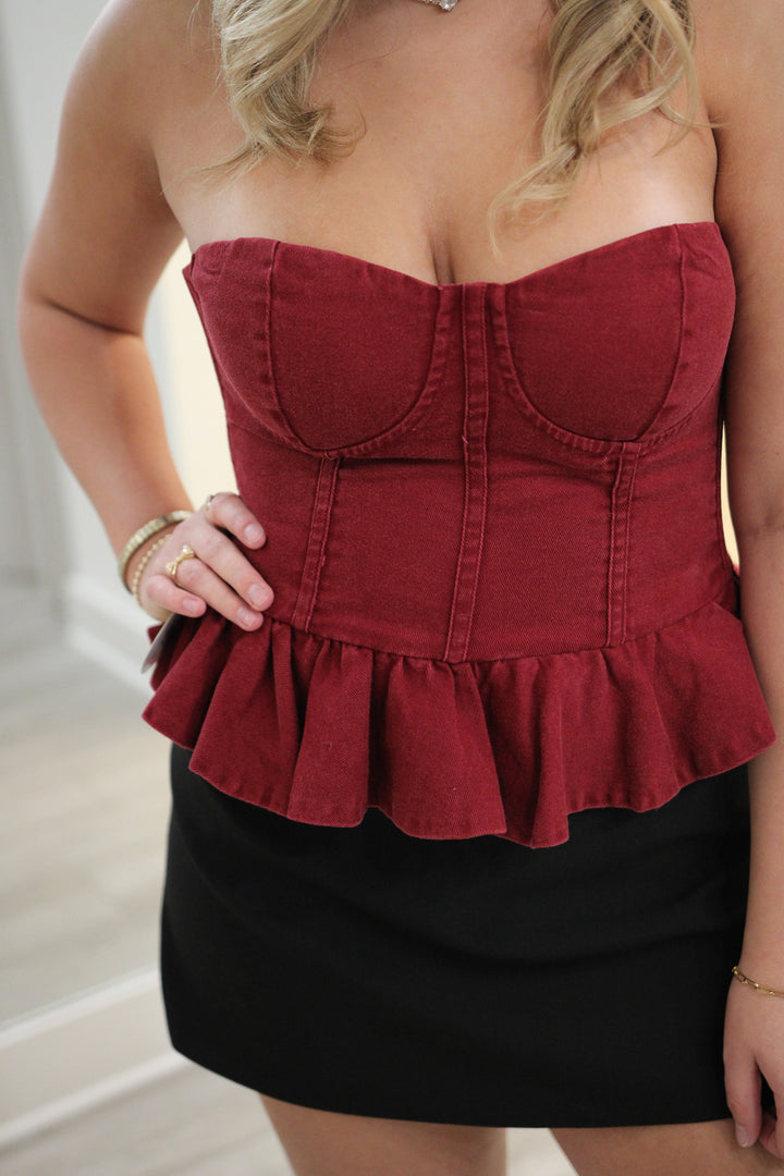 Clock Stopped Corset Top, Maroon