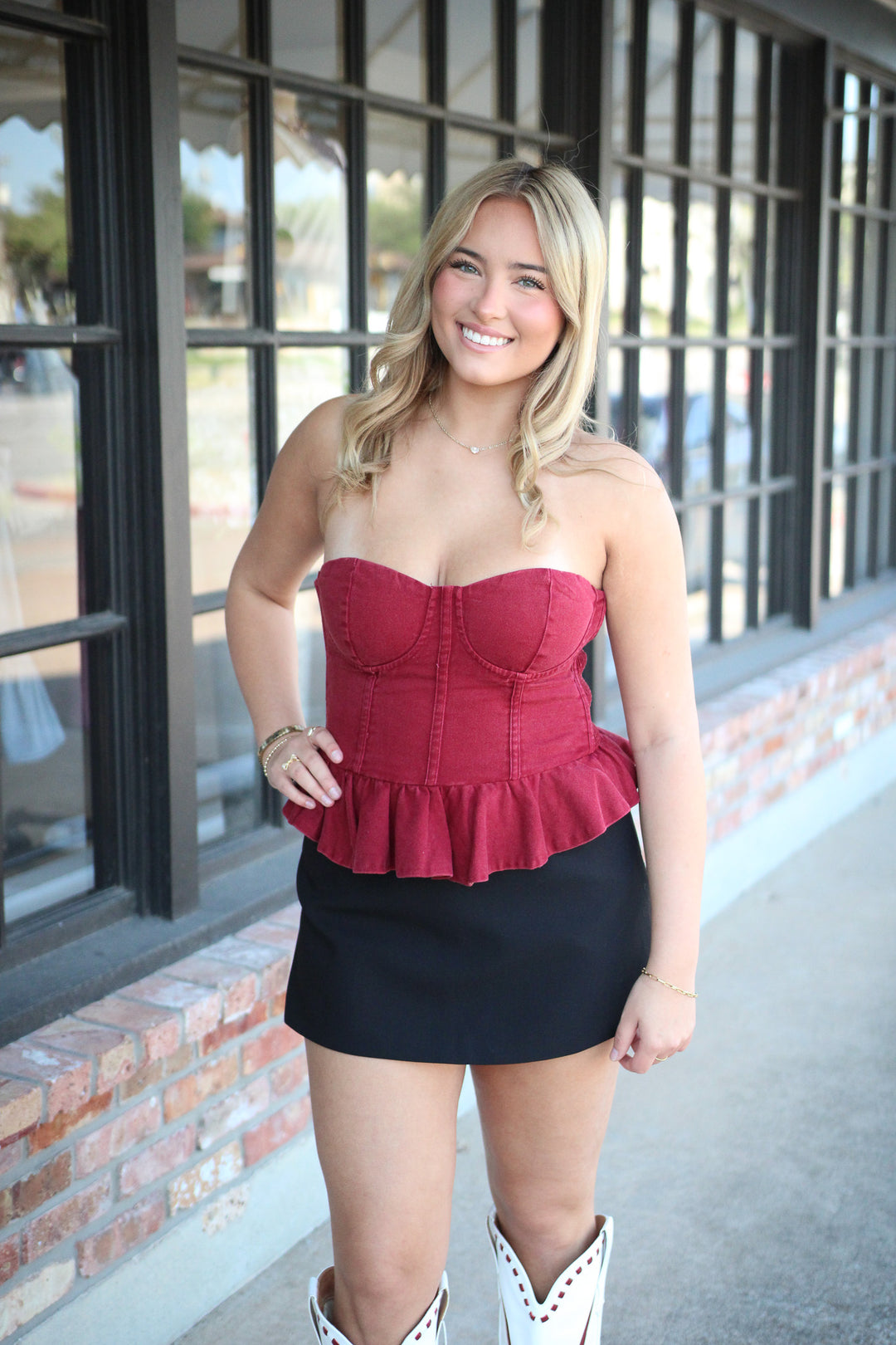 Clock Stopped Corset Top, Maroon