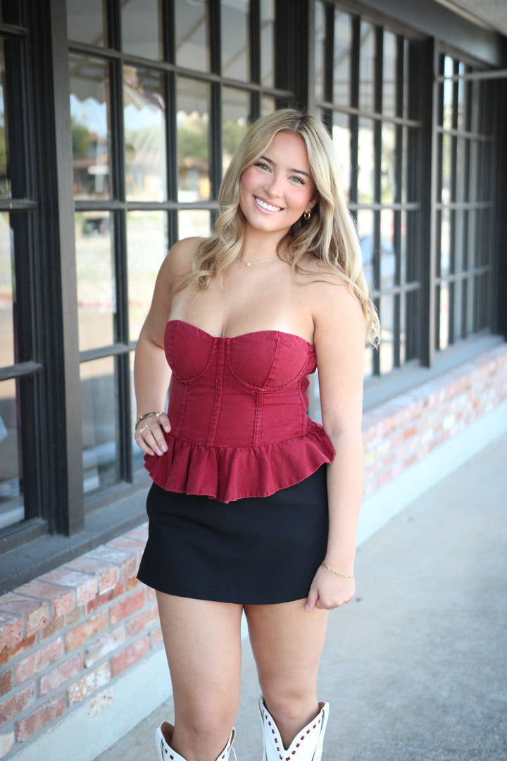 Clock Stopped Corset Top, Maroon