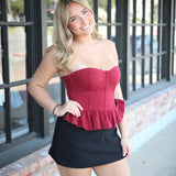 Clock Stopped Corset Top, Maroon