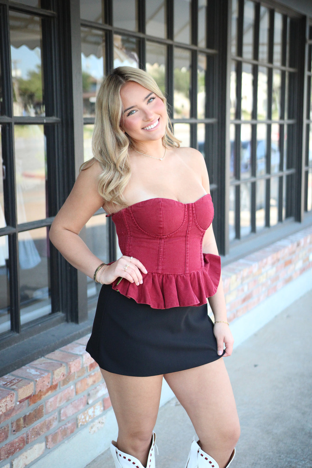 Clock Stopped Corset Top, Maroon