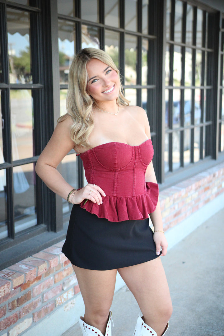 Clock Stopped Corset Top, Maroon