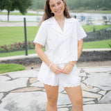 Sandra Top w/ Embroidery, White