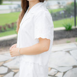 Sandra Top w/ Embroidery, White