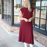 Snap Count Knit Midi Dress, Maroon