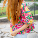 Floral Confetti Top, Pink Multi