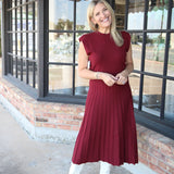 Snap Count Knit Midi Dress, Maroon