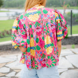 Floral Confetti Top, Pink Multi