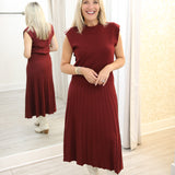 Snap Count Knit Midi Dress, Maroon