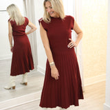 Snap Count Knit Midi Dress, Maroon