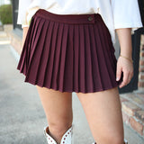 Power Play Pleats Skirt, Maroon