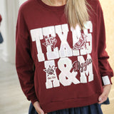 A&M Metallic Word With Icons Sweatshirt, Maroon