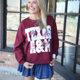 A&M Metallic Word With Icons Sweatshirt, Maroon