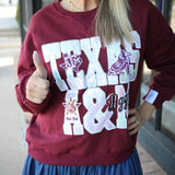 A&M Metallic Word With Icons Sweatshirt, Maroon