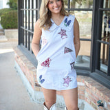 Texas A&M Mini Icon Gingham Collar Dress, Grey