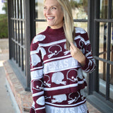 Texas A&M Vintage Football Helmet Stripe Sweater, Maroon
