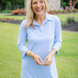 Finley Dress, Pinstripe Periwinkle
