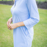Finley Dress, Pinstripe Periwinkle