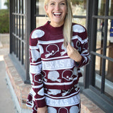 Texas A&M Vintage Football Helmet Stripe Sweater, Maroon