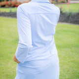 Finley Dress, Pinstripe Periwinkle