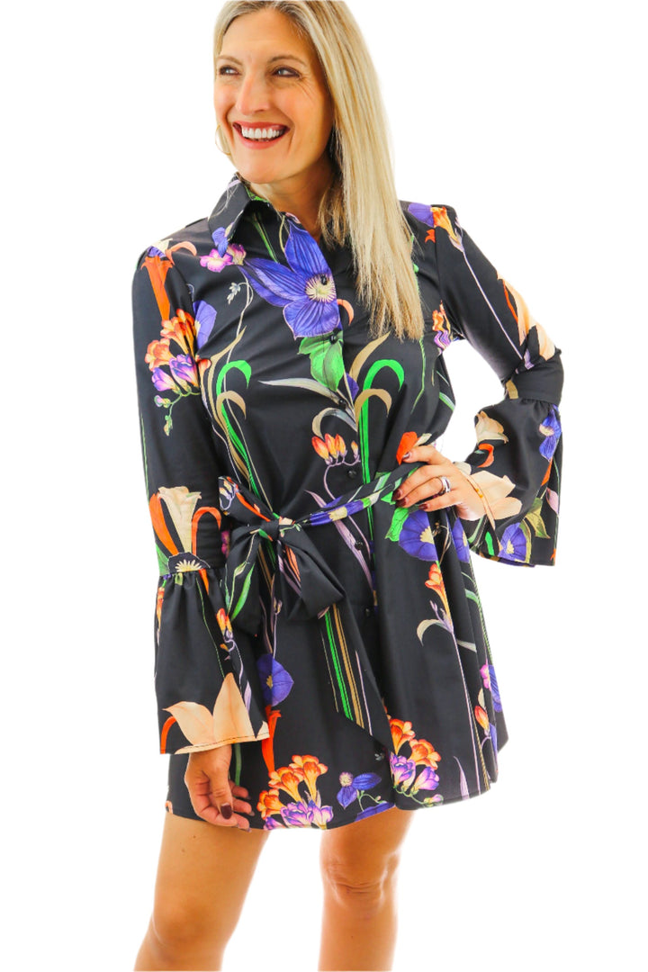 Paula Dress, Black Floral