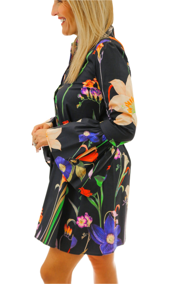Paula Dress, Black Floral