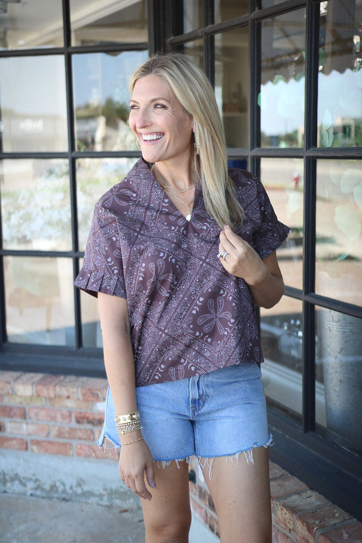 Pleated Kimono, Maroon Bandana