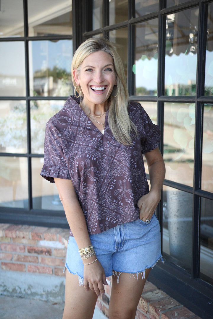 Pleated Kimono, Maroon Bandana