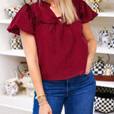 Leeland Puff Sleeve Top, Maroon